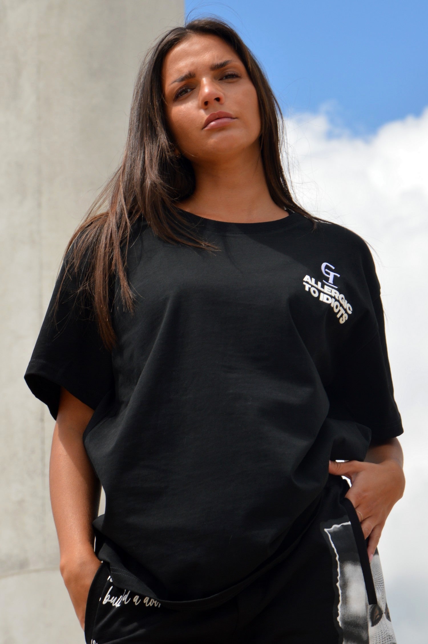 T-Shirt Allergic to Idiots - Noir - GTENTATION
