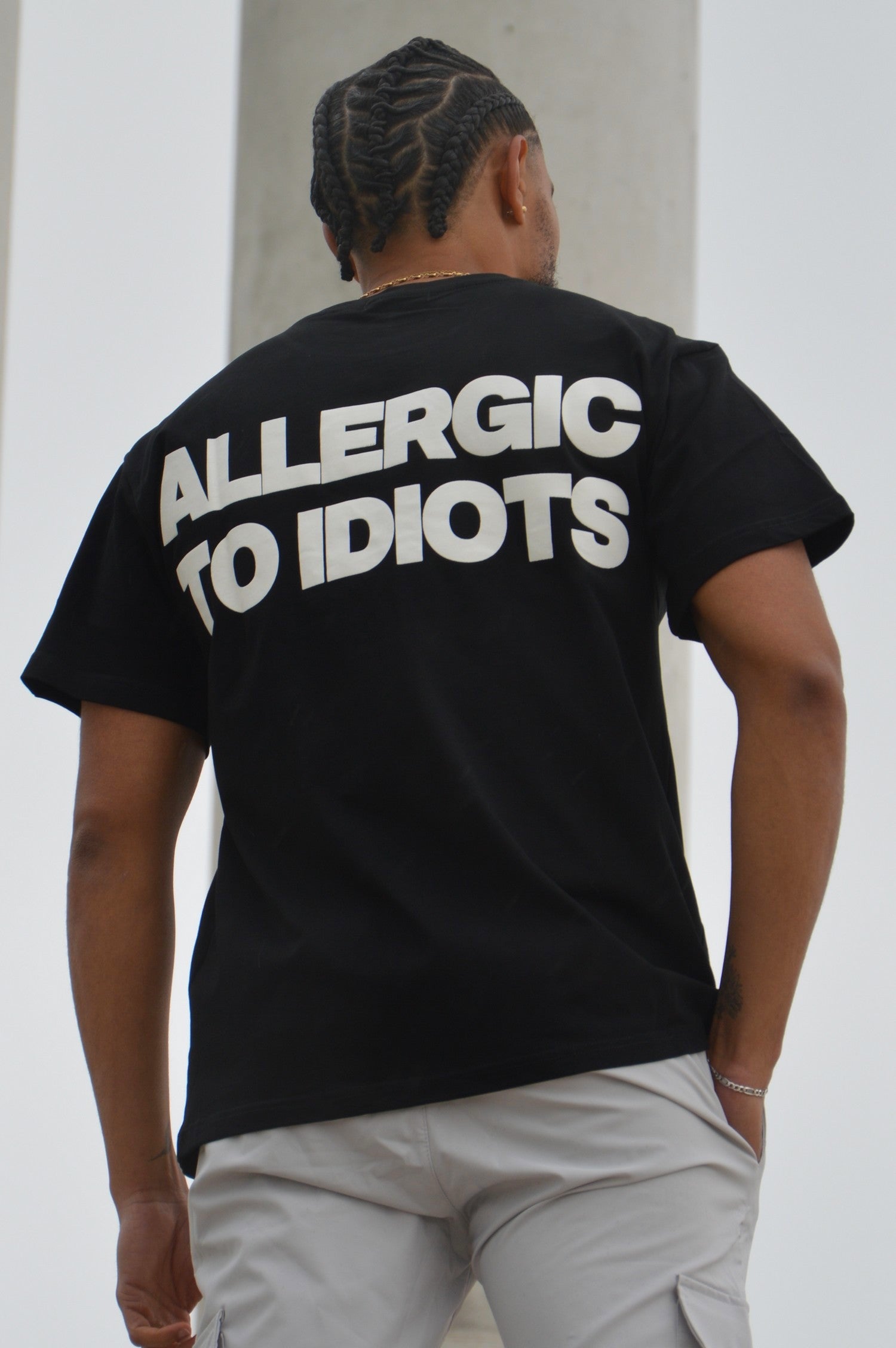 T-Shirt Allergic to Idiots - Noir - GTENTATION