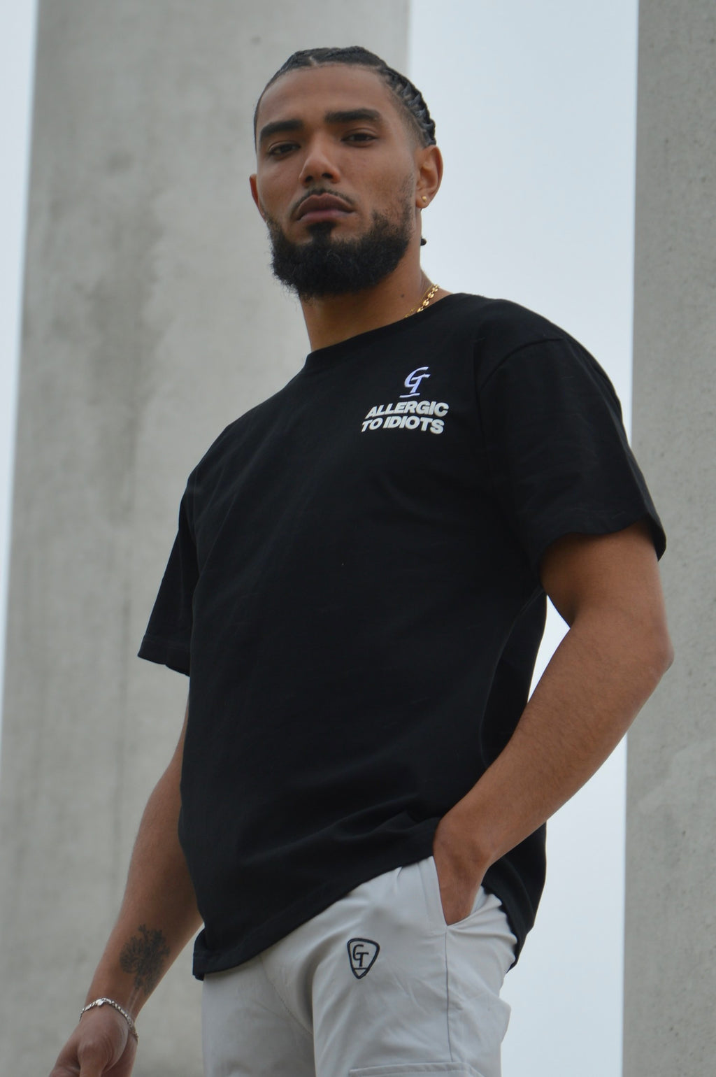 T-Shirt Allergic to Idiots - Noir - GTENTATION