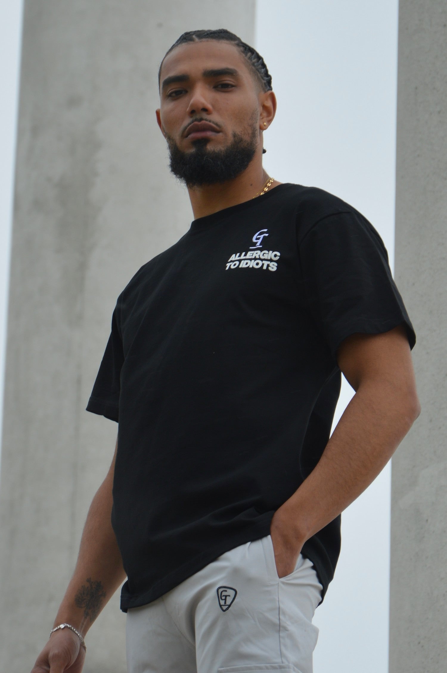 T-Shirt Allergic to Idiots - Noir - GTENTATION